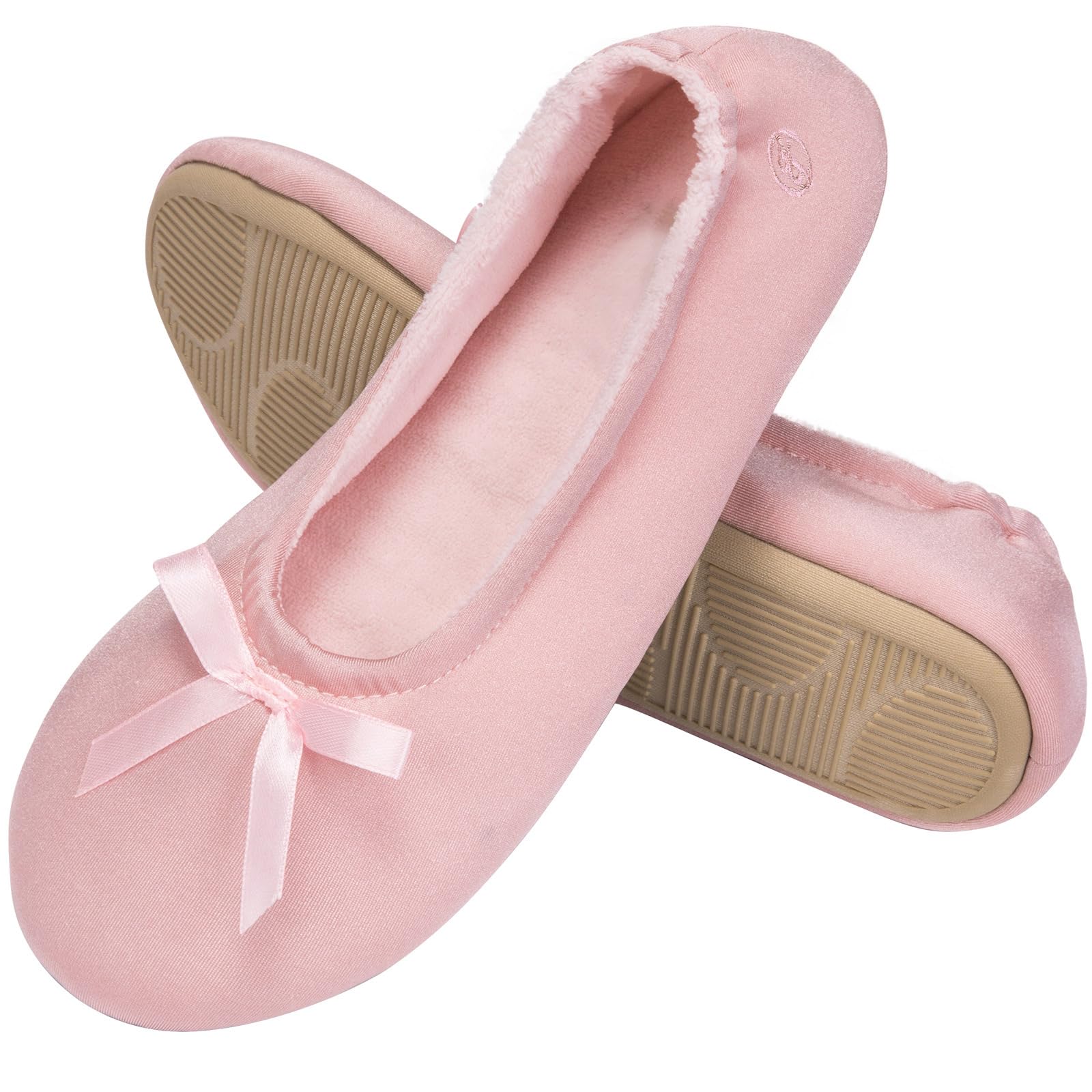 EverFoams Women's Satin Ballerina Slippers Memory Foam House - Product Imagery