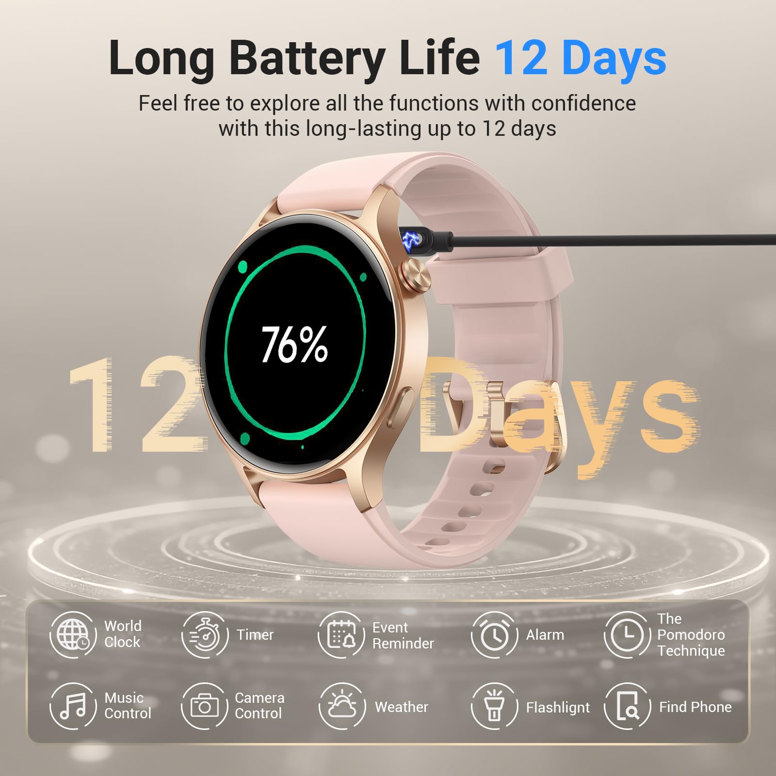 Fitpolo Smart Watch for Women,1.3" AMOLED Touchscreen Fitness Tracker, - View 7