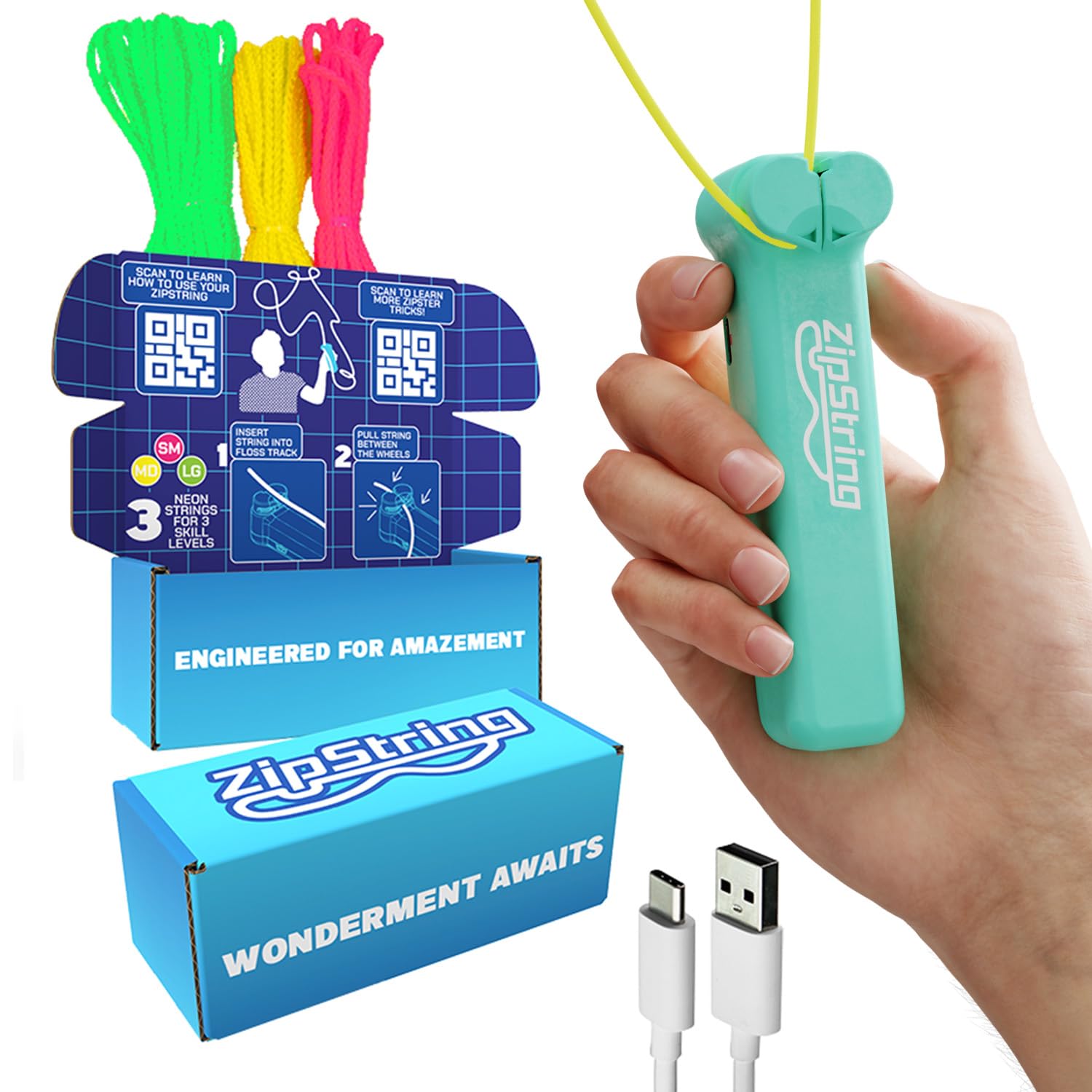 ZipString Original Rope Launcher Toy, Luscious Lime by ZipString - Angle View 10
