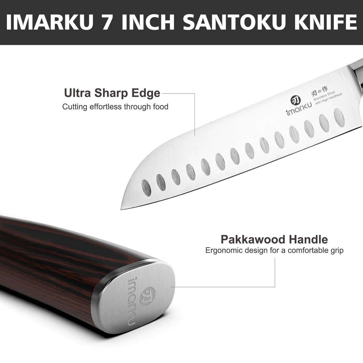 imarku Santoku Knife 7 Inch with Sharp Japanese High Carbon - imarku Official Imagery - 6