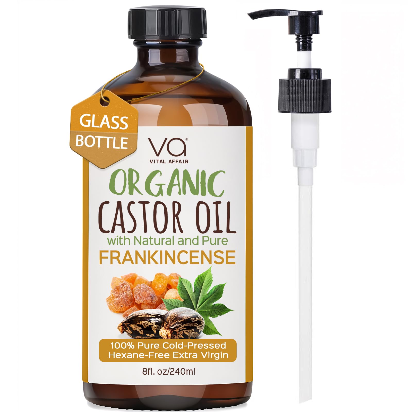 VITAL AFFAIR Organic Castor Oil with Frankincense Oil Glass Bottle For Face & Hair - VITAL AFFAIR Official Product View 2