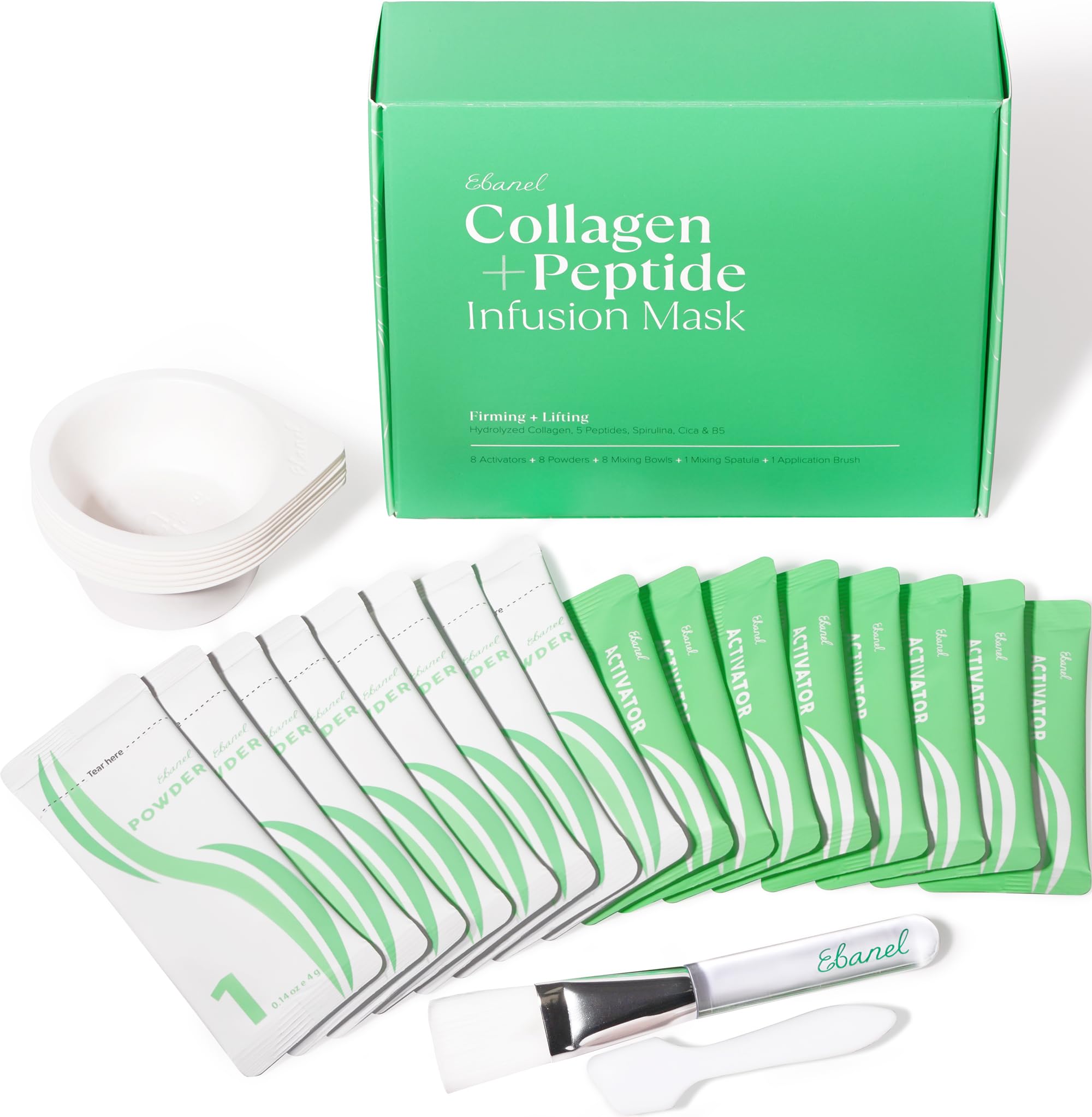 Ebanel 10-Pack Collagen Face Mask with Hyaluronic Acid, Vitamin - Ebanel