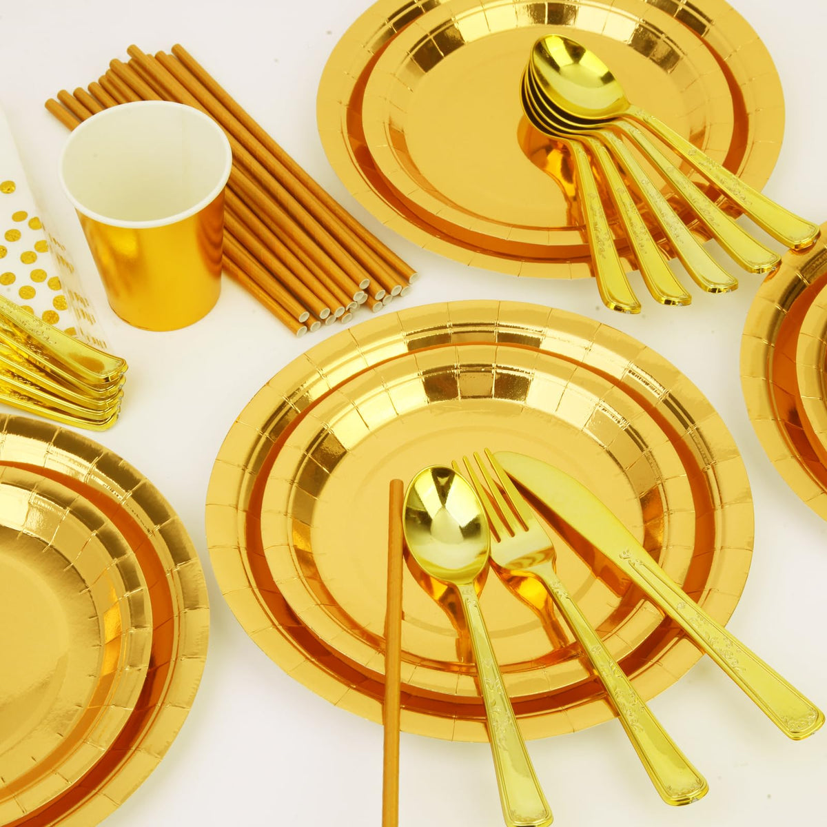 200 PCS Gold Disposable Party Supplies Disposable Party - VYLURIXX Official Imagery - 3