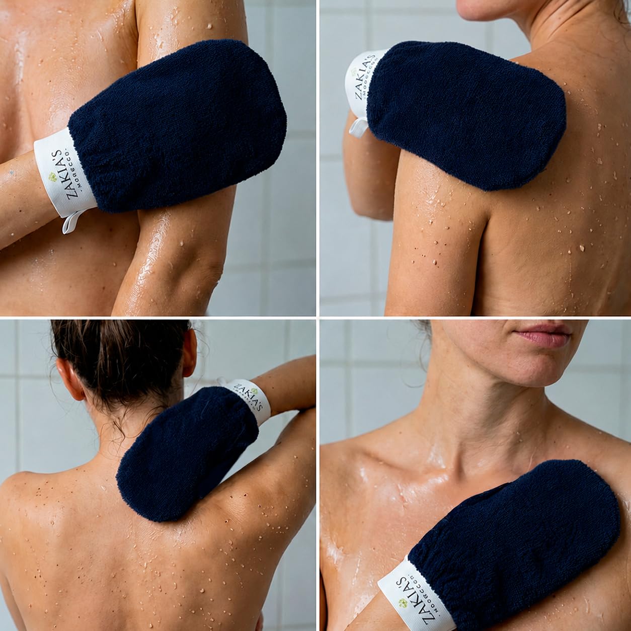 Zakia's Morocco Original Kessa Exfoliating Glove - Rough Blue Microdermabrasion - Zakia's Morocco Official Product View 4