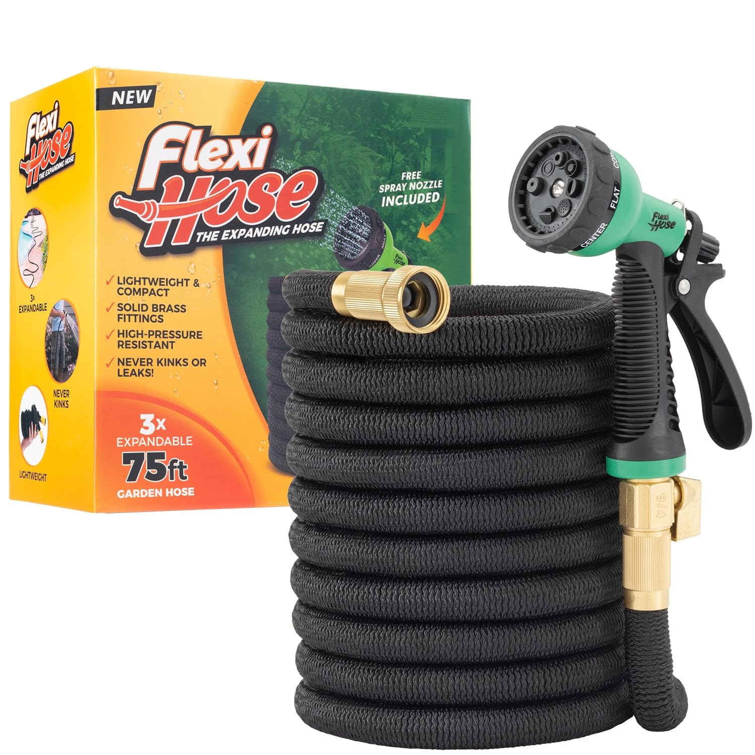 Flexi Hose with 8 Function Nozzle, 100FT - Lightweight Expandable - Flexi Hose Official Product View 8