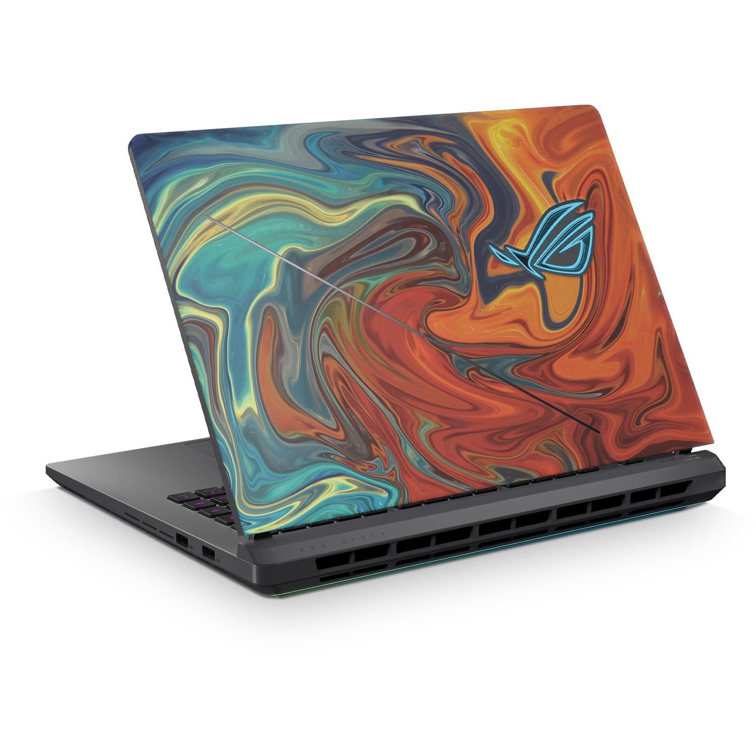 Laptop skin for Asus ROG Strix G16 (2025) featuring Lava Water design, made of premium 3M vinyl by MightySkins.