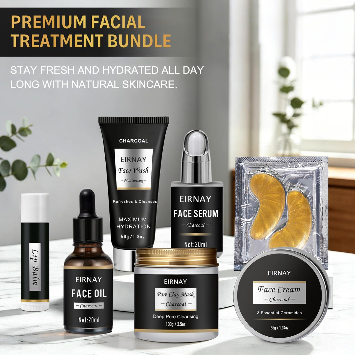 Gifts for Men 21PCS Skin Care Set for Men Charcoal Spa Gift - EIRNAY Official Imagery - 4