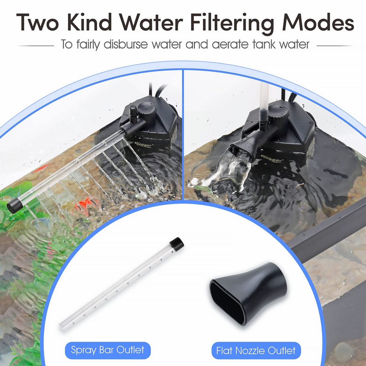 hygger 120GPH Silent Aquarium Internal Filter for 10 20 - hygger Official Imagery - 4