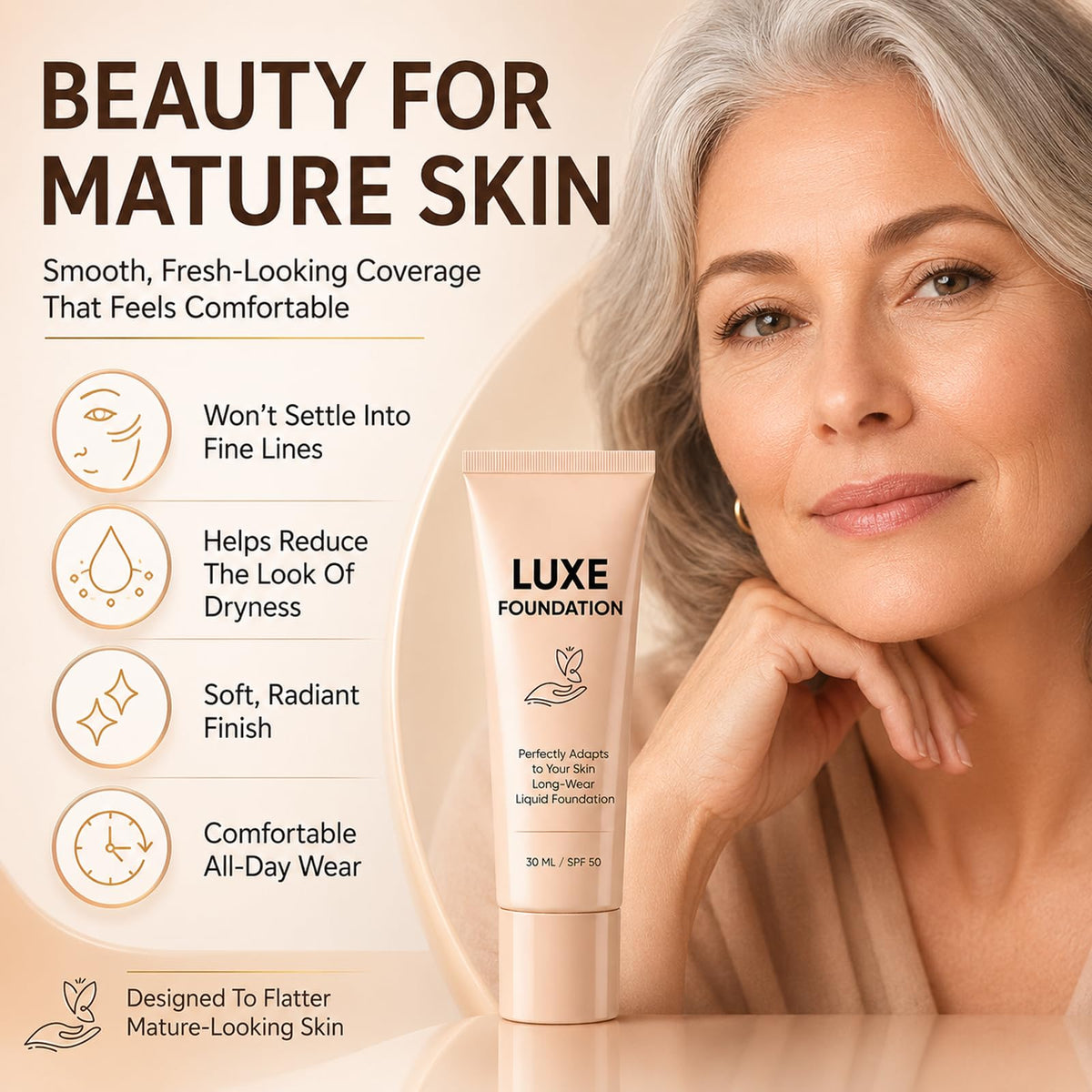for Women Color Changing Foundation Hyaluronic Acid Vitamin - LUXE FOUNDATION Official Imagery - 5