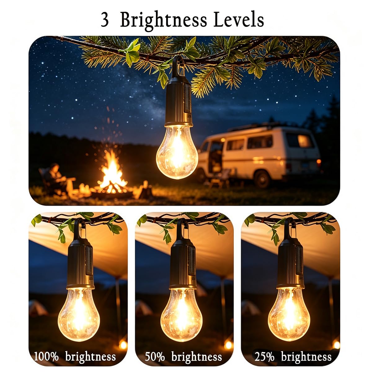 4 Pack Rechargeable Solar Camping Light Bulb Portable - MuMuLZRer Official Imagery - 3