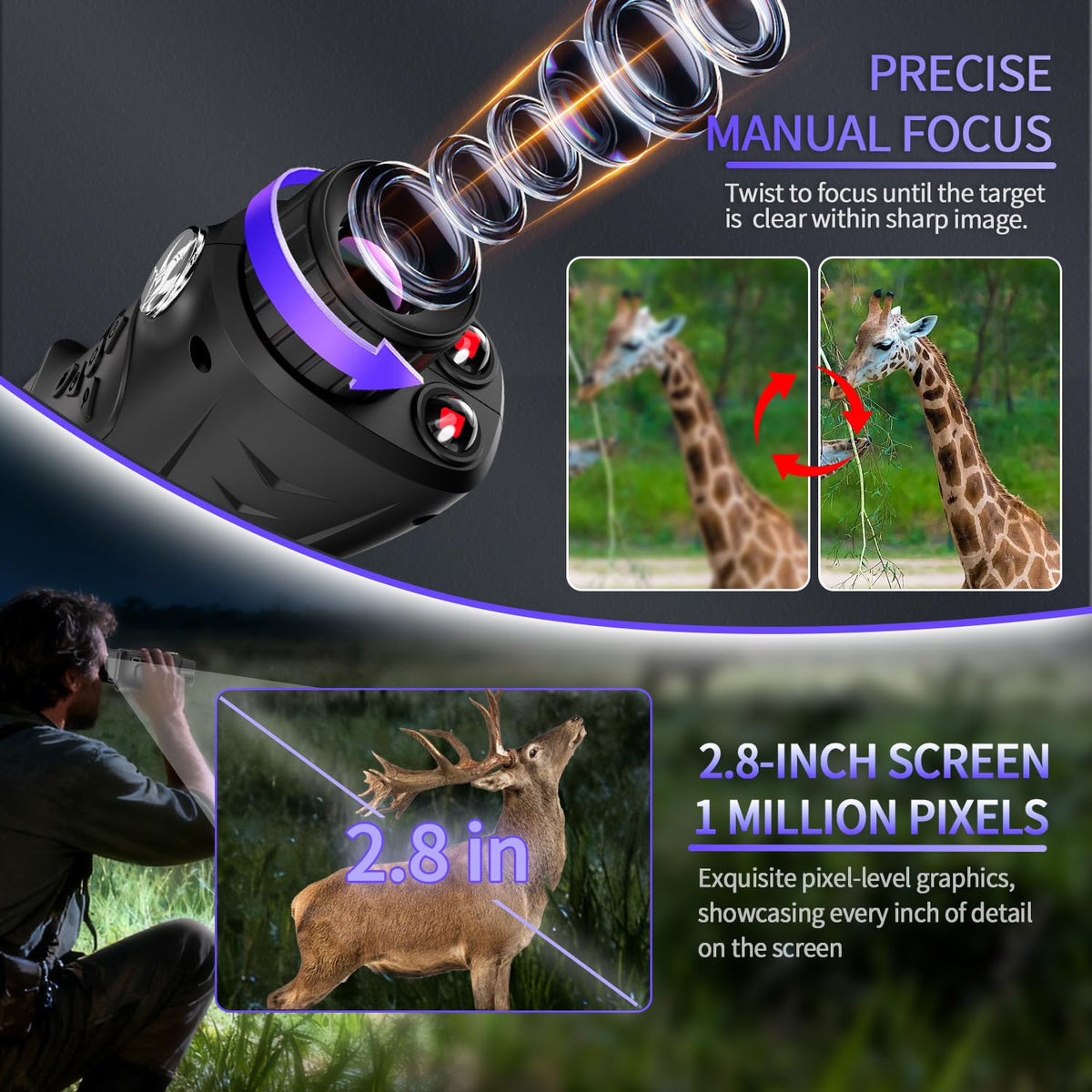 4K 66MP Night Vision Monocular Dual IR Infrared Monocular - Waaniynan Official Imagery - 6
