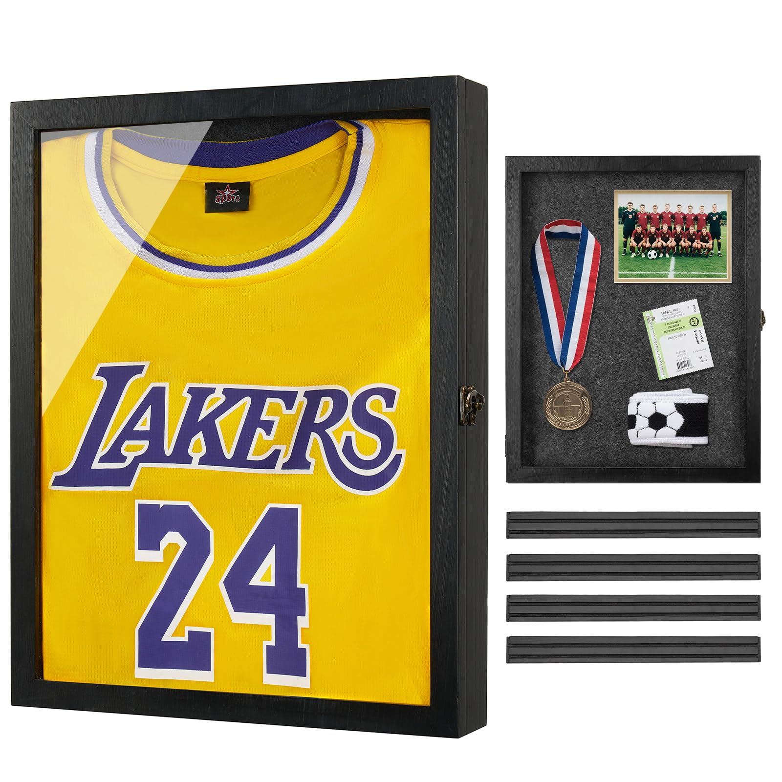 AW BRIDAL Black Large Shadow Box with Shelves 13x17in, Medal - Product Imagery