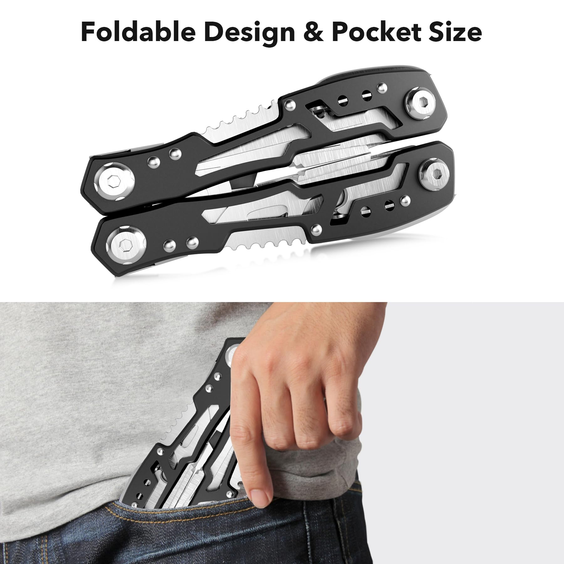 fangfo 14-In-1 Multitool with Safety Locking, Professional Stainl by fangfo - Angle View 4