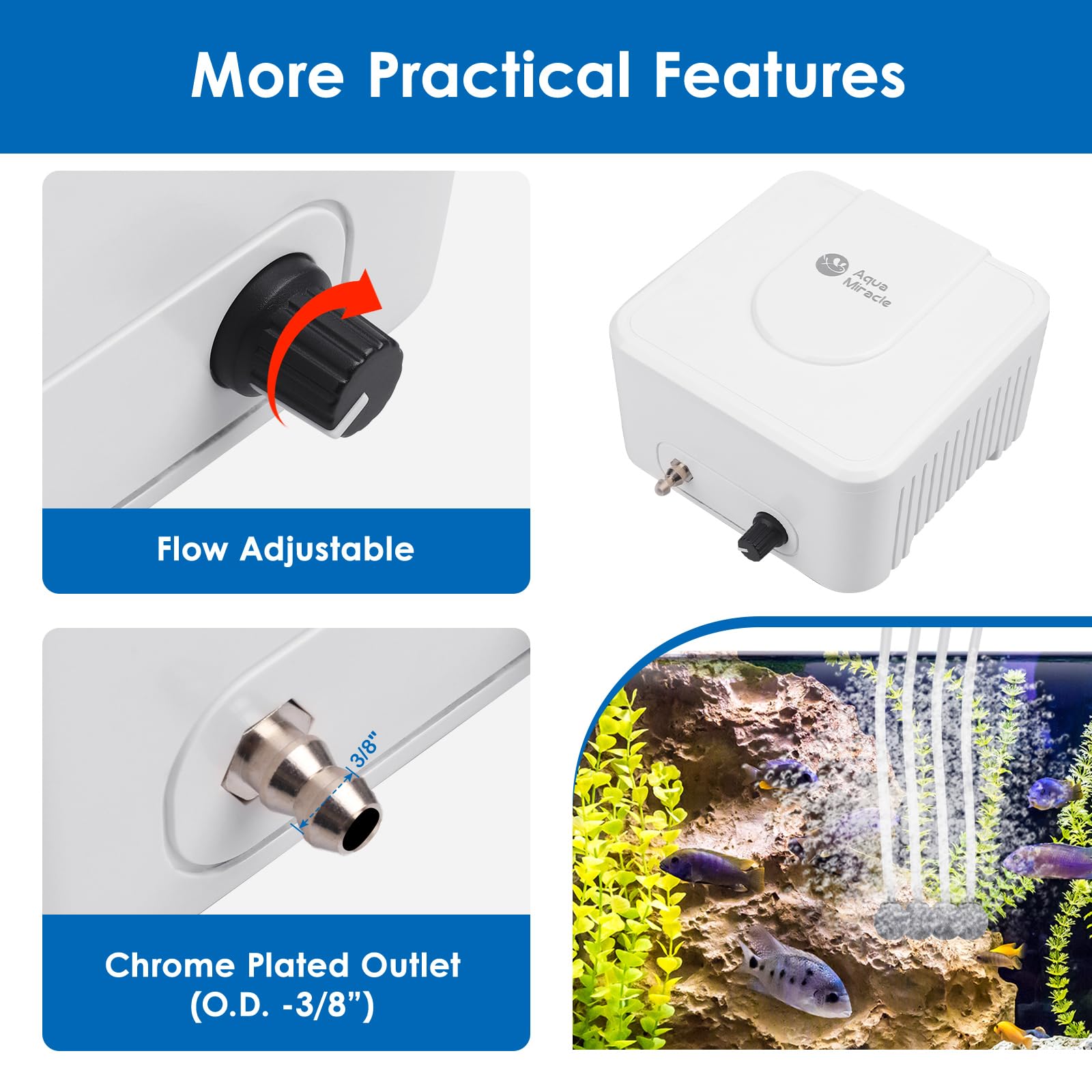 AquaMiracle All-in-One Koi Pond Aerator for Outdoor Ponds up to 3 - AquaMiracle Official Product View 4