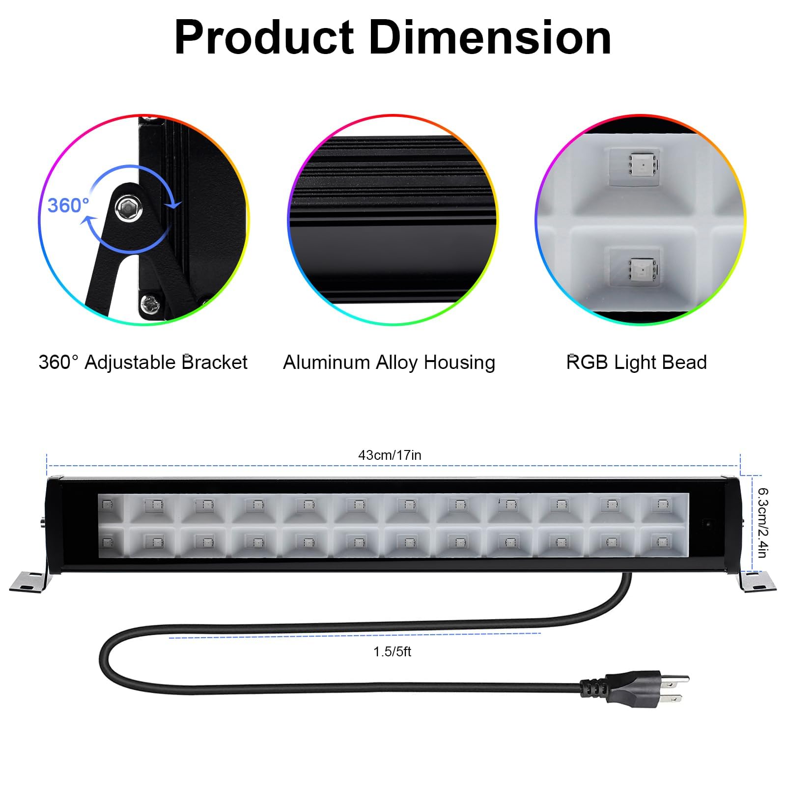 Indmird 50W 2.4G Remote Control RGB Wall Washer Light, 3000K Warm - Indmird Official Product View 7