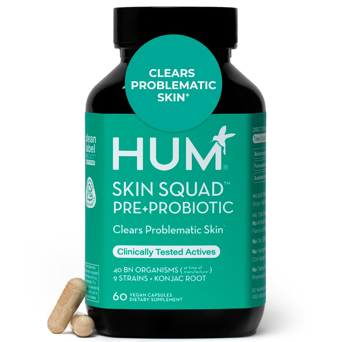 HUM Skin Squad Probiotic Prebiotic Skin Gut Health Support - HUM Official Imagery - 1