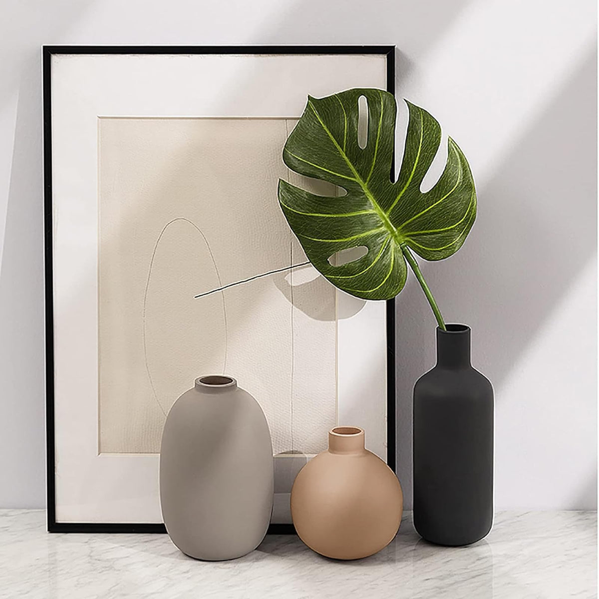 Smiletag Ceramic Modern Farmhouse Vase Neutral Small for - Smiletag Official Imagery - 5
