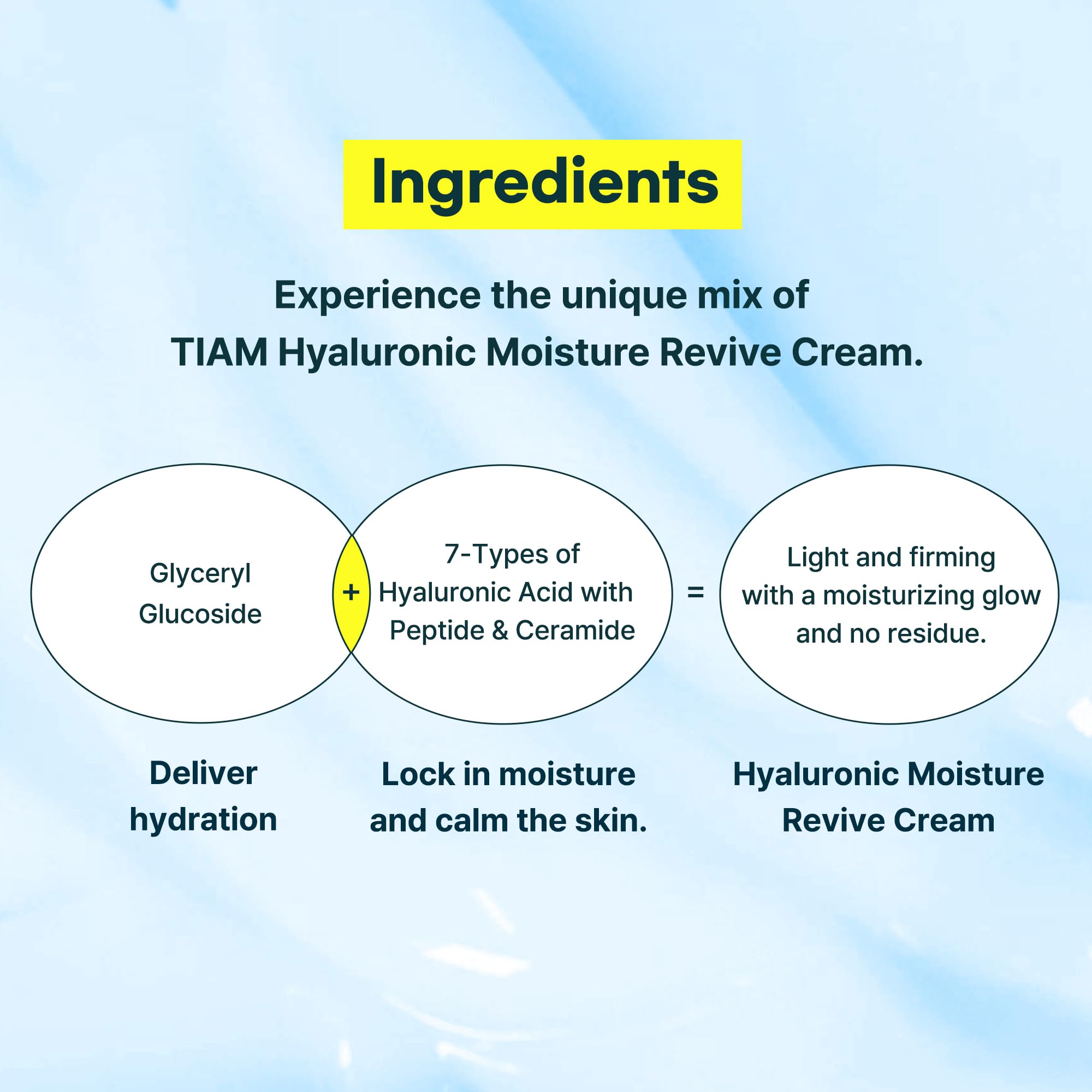 TIAM Hyaluronic Moisture Revive Cream 1 69 fl oz Peptide - TIAM Official Imagery - 5