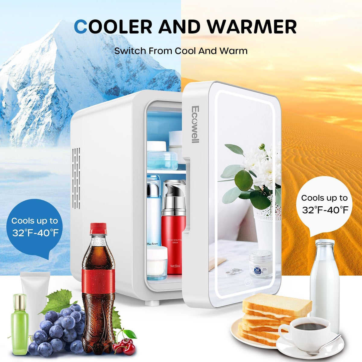 ECOWELL Skin Care Fridge for Cosmetic Mini Skincare Fridge - ECOWELL Official Imagery - 3