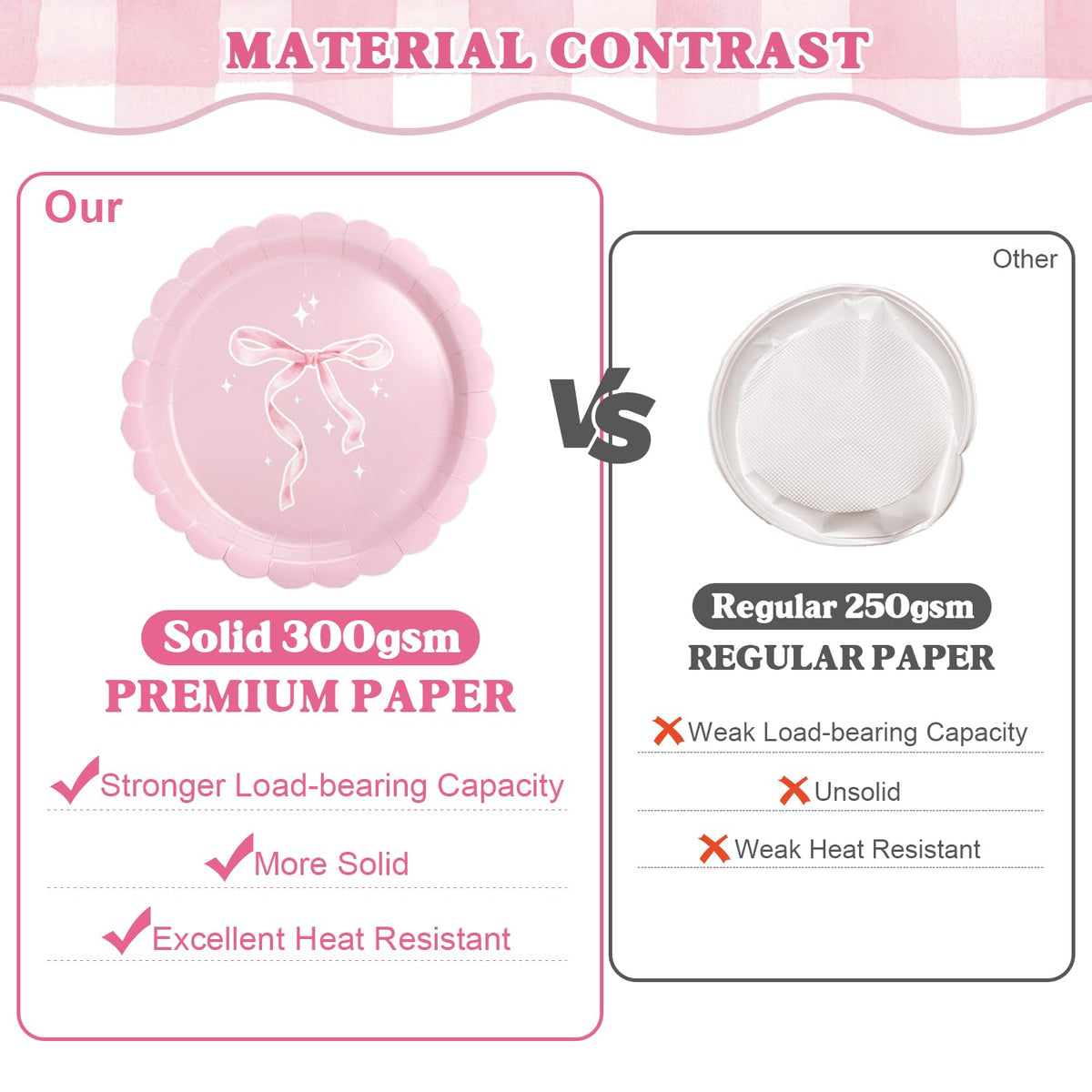 300 Pcs Pink Bow Plates Cups Napkins and Tableware Sets for - Kinovo Official Imagery - 5