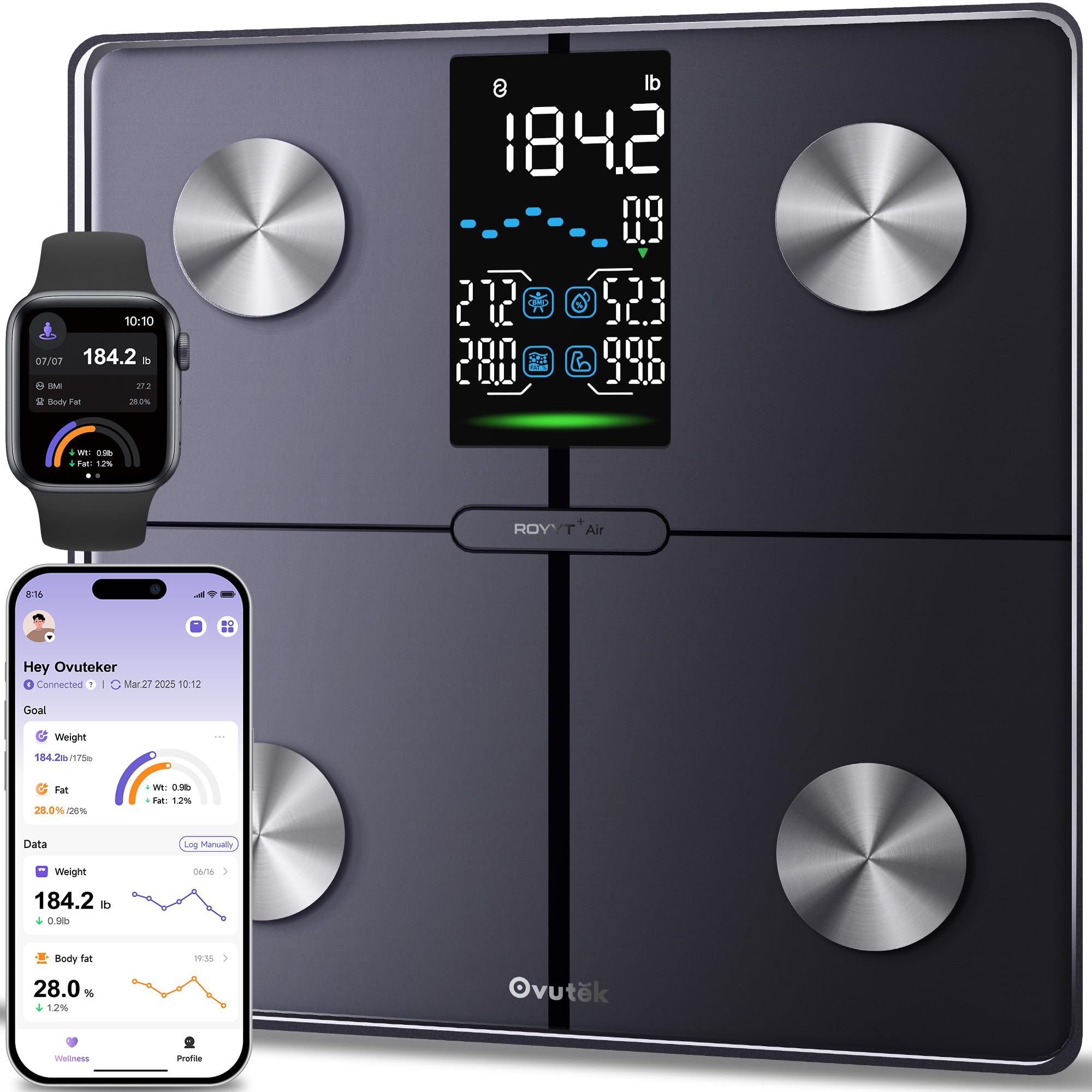 Ovutek Smart Digital Scale for Body Weight, Body Fat and BMI, FSA Eligible - Ovutek Official Product View 2