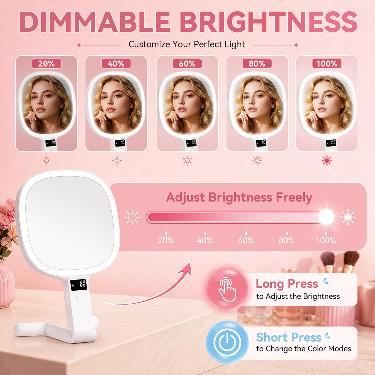 Auxmir 30X 1X Travel Makeup Mirror with Lights LED Display 3 - Auxmir Official Imagery - 6