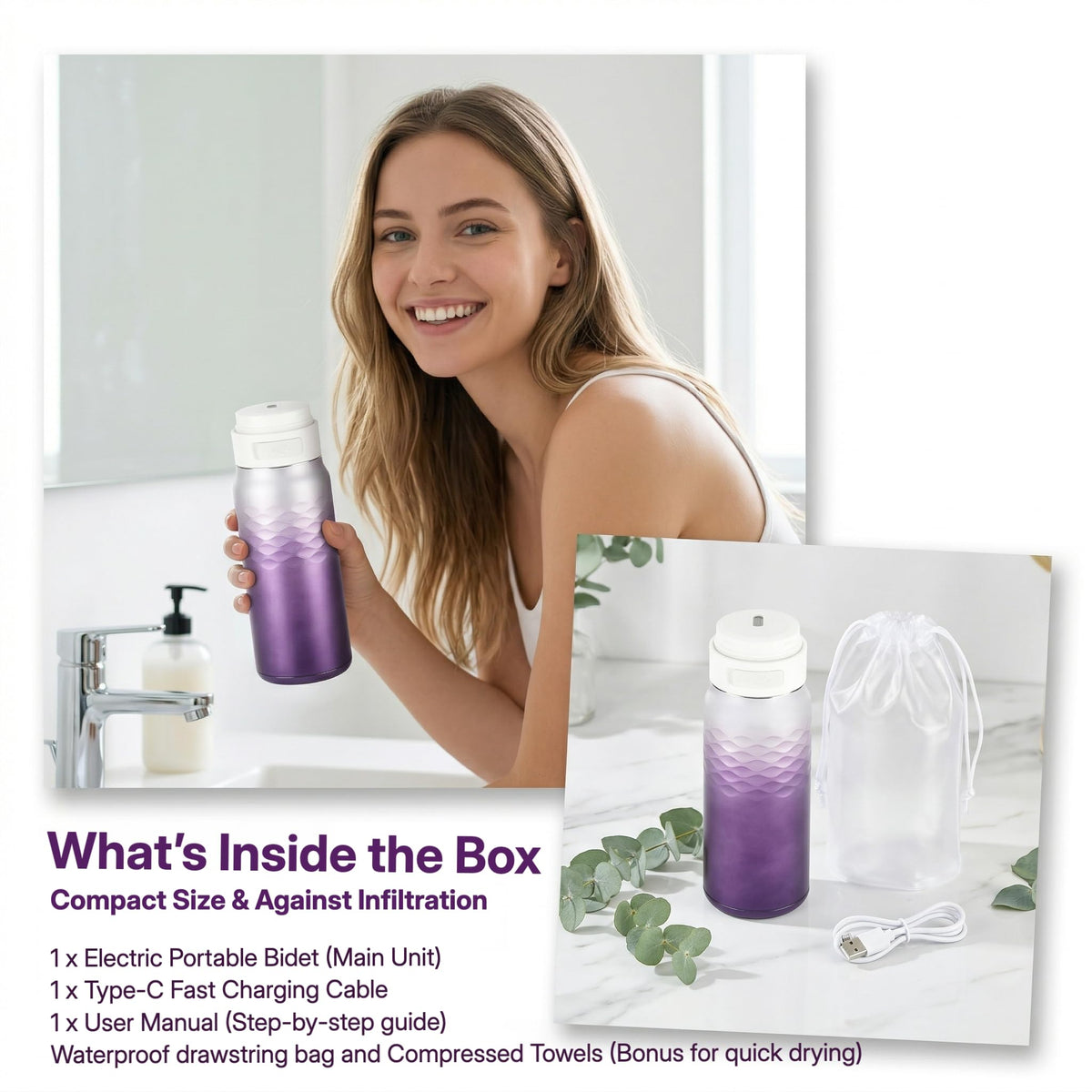 Portable Bidet for Travel Camping Postpartum - YunQian Official Imagery - 4