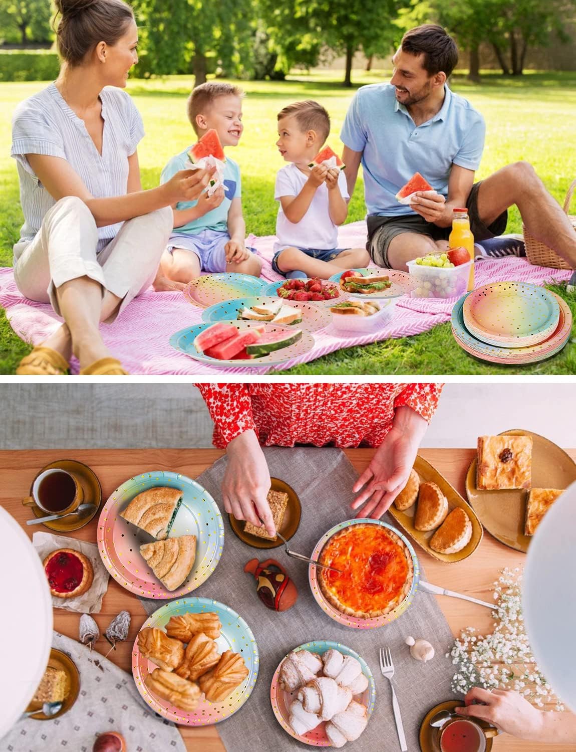 Nkaiso 141Pcs Rainbow Paper Plates and Napkins Party - Nkaiso Official Imagery - 7