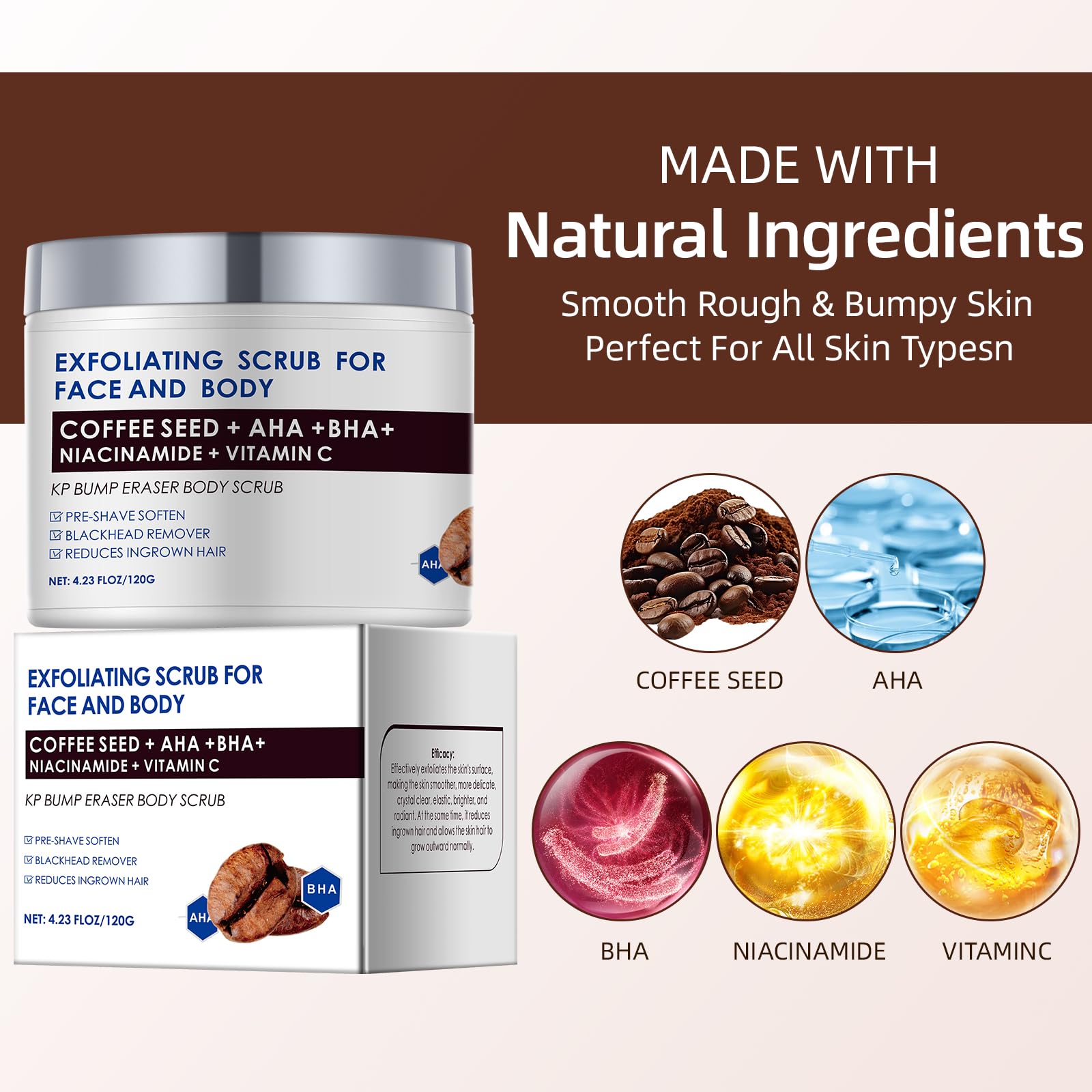 YAFUSIPE KP Bump Eraser Body Scrub with 10% AHA BHA Ingrown Hair Keratosis - YAFUSIPE Official Product View 8