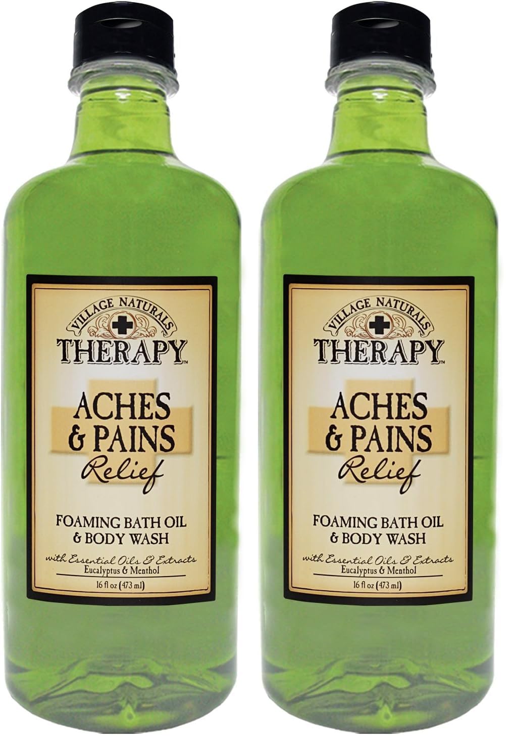 Village Naturals Therapy Foaming Bath Oil, Aches and Pains, 16 Ounce (Pack of 2)