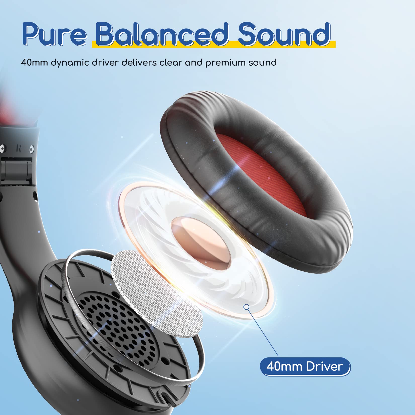 EarFun K1 Kids Headphones Wired with Mic, Volume Limit Headphones - EarFun Official Product View 6
