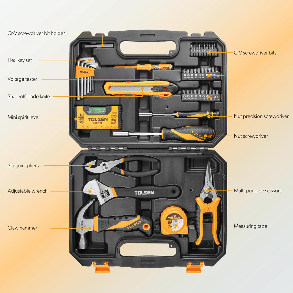 TOLSEN Tool Set General Household Hand Small Tool Kit with - Tolsen Official Imagery - 8