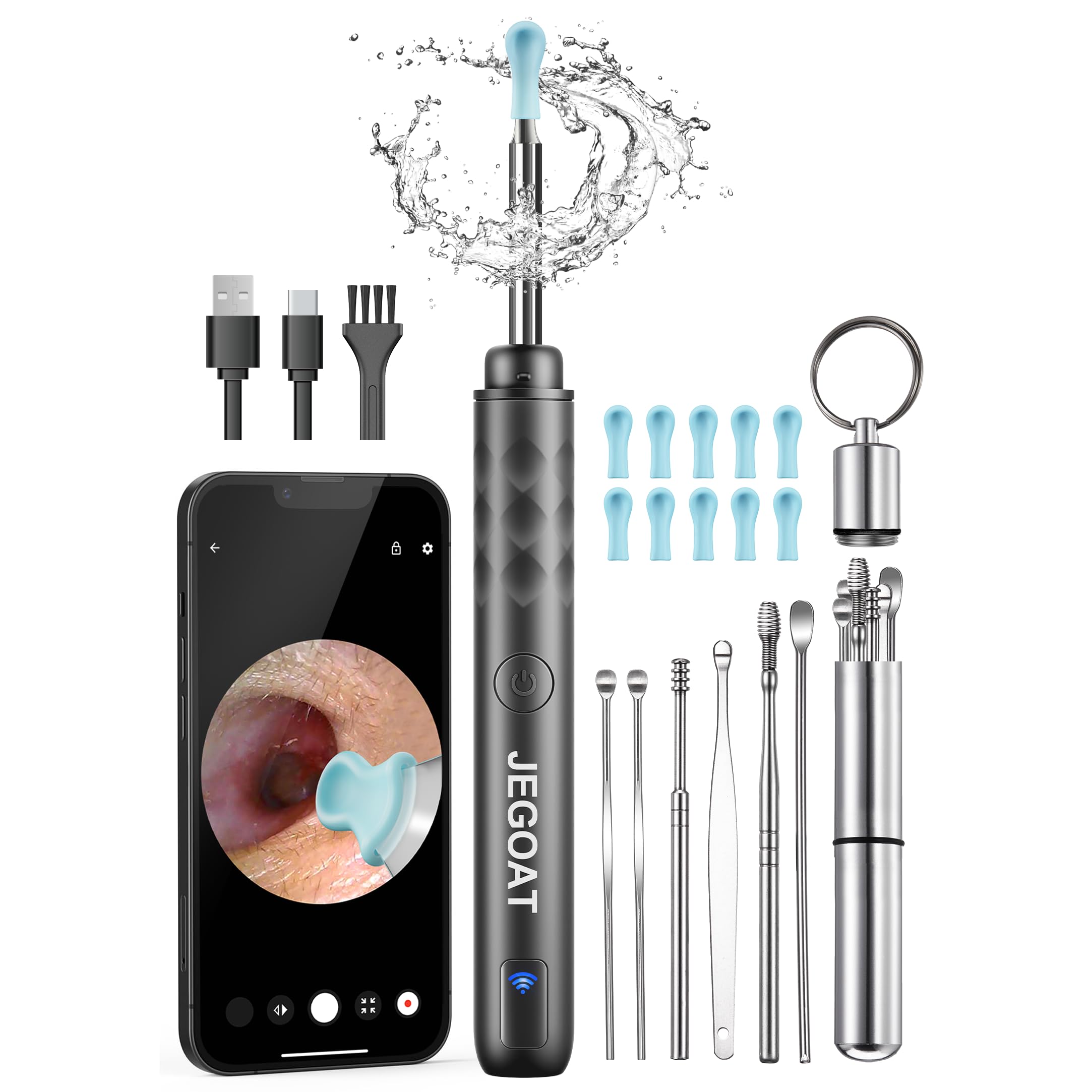 JEGOAT Ear Wax Removal Tool Camera, 1296P HD Otoscope with 6 LED Light - View 7