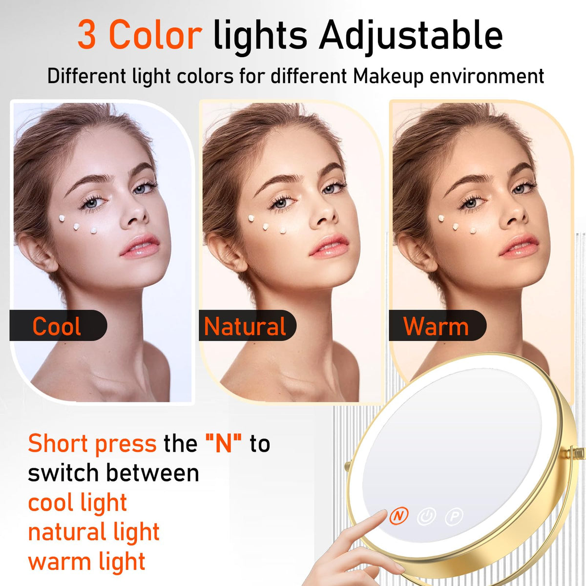 Vanity Mirror with Lights 9 Lighted Makeup Mirror 1X 20X - WOOCICA Official Imagery - 7