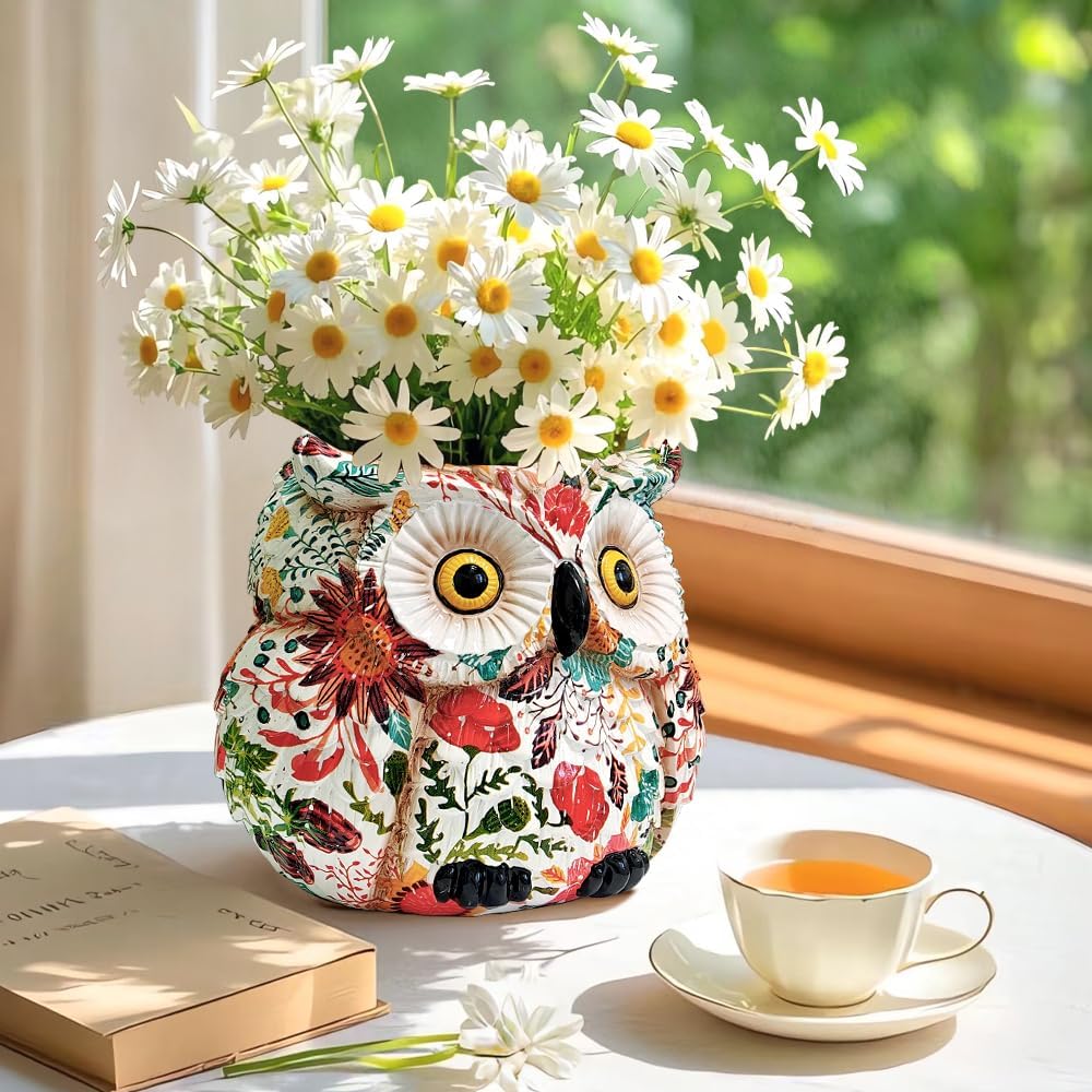 Decorative owl-shaped succulent planter by LovTocTic, suitable for indoor and outdoor gardens, featuring a whimsical owl design.