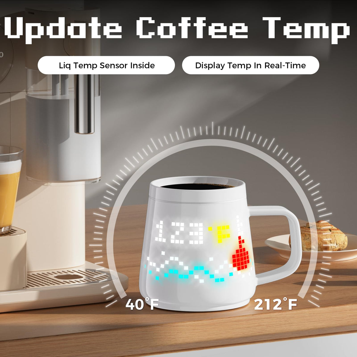 PixelMug P1 AI Enhanced Smart Mug with Pixel Display - Namfar Official Imagery - 6