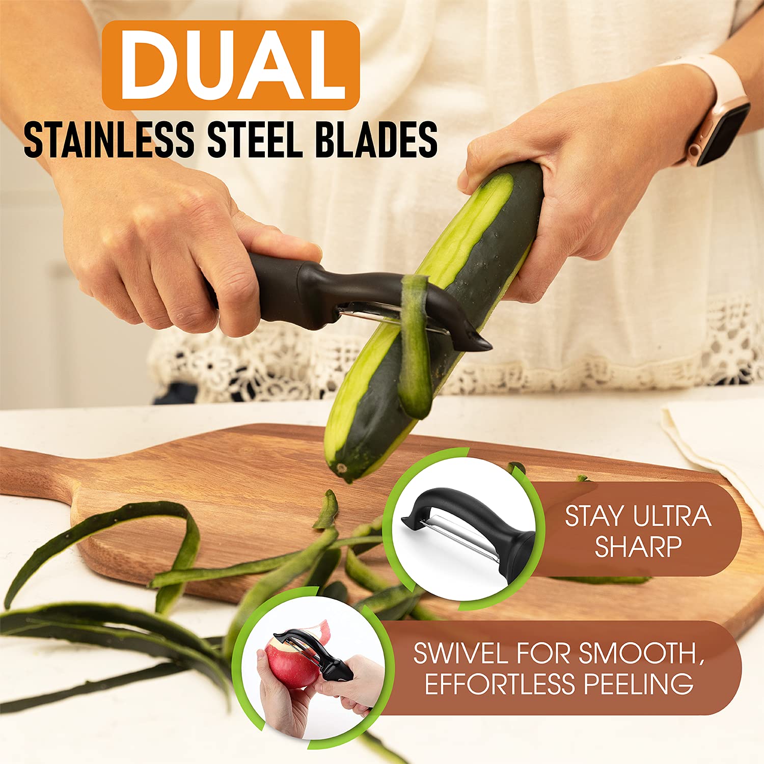 Spring Chef Swivel Vegetable Peeler for Kitchen w/Soft Grip Handl by Spring Chef - Angle View 4