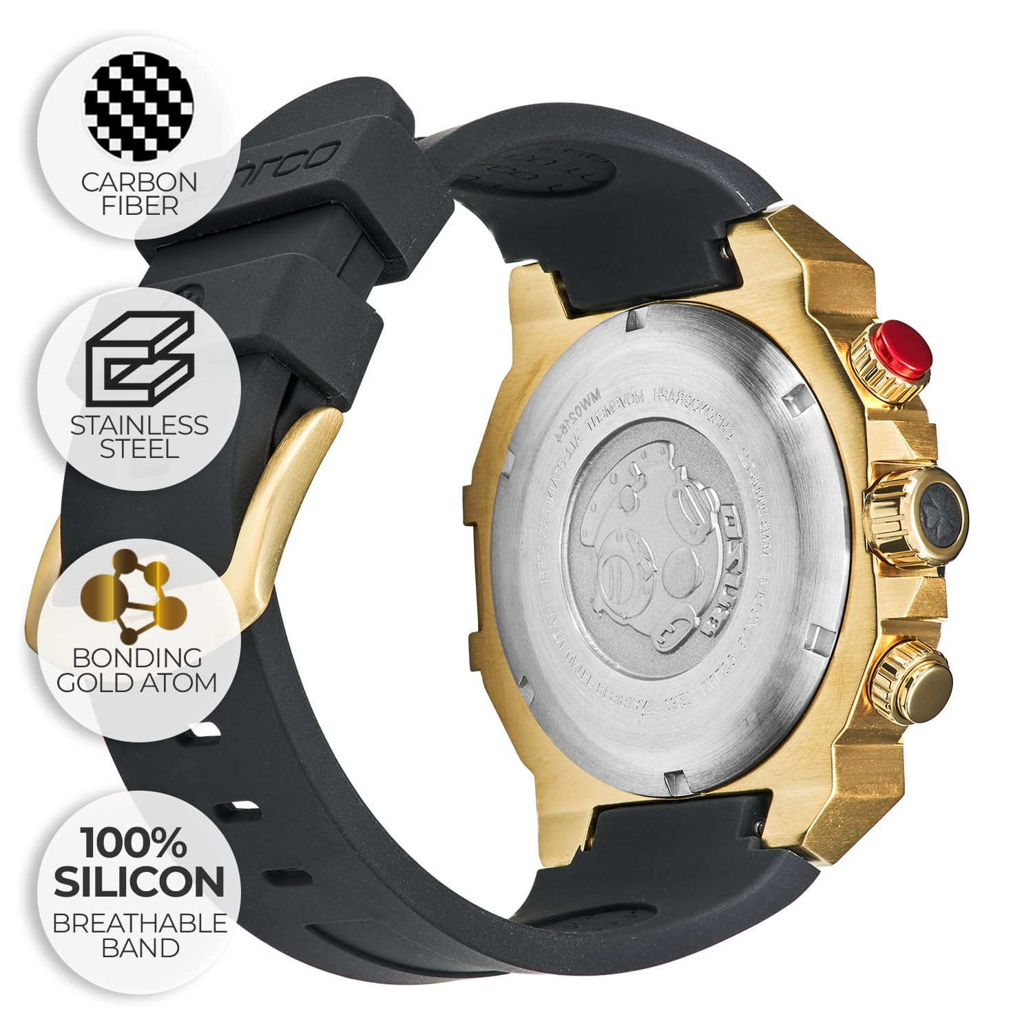 MULCO Viper Men's Sport Watch Black Rose Gold 46mm 10ATM