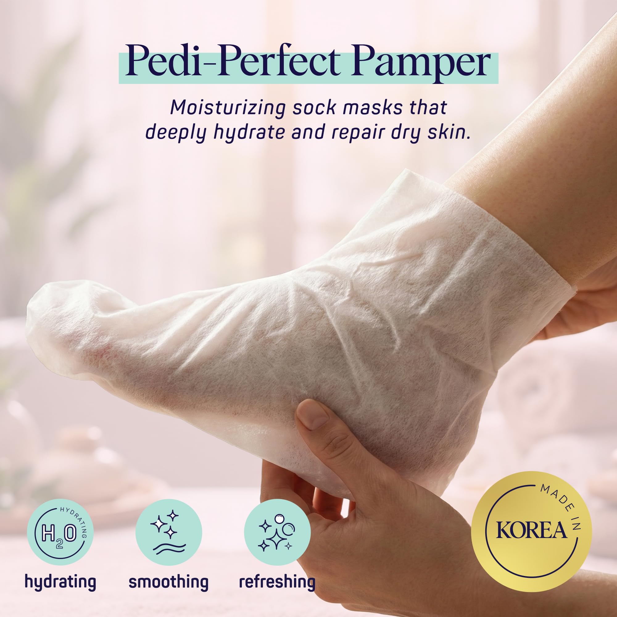 SpaLife Moisturizing Foot Sockies | Foot Mask for Dry Cracked Feet | Tea Tree Oil Softening Booties | Callus Remover Alternative | Self Care Gifts for Women | 8 Pack
