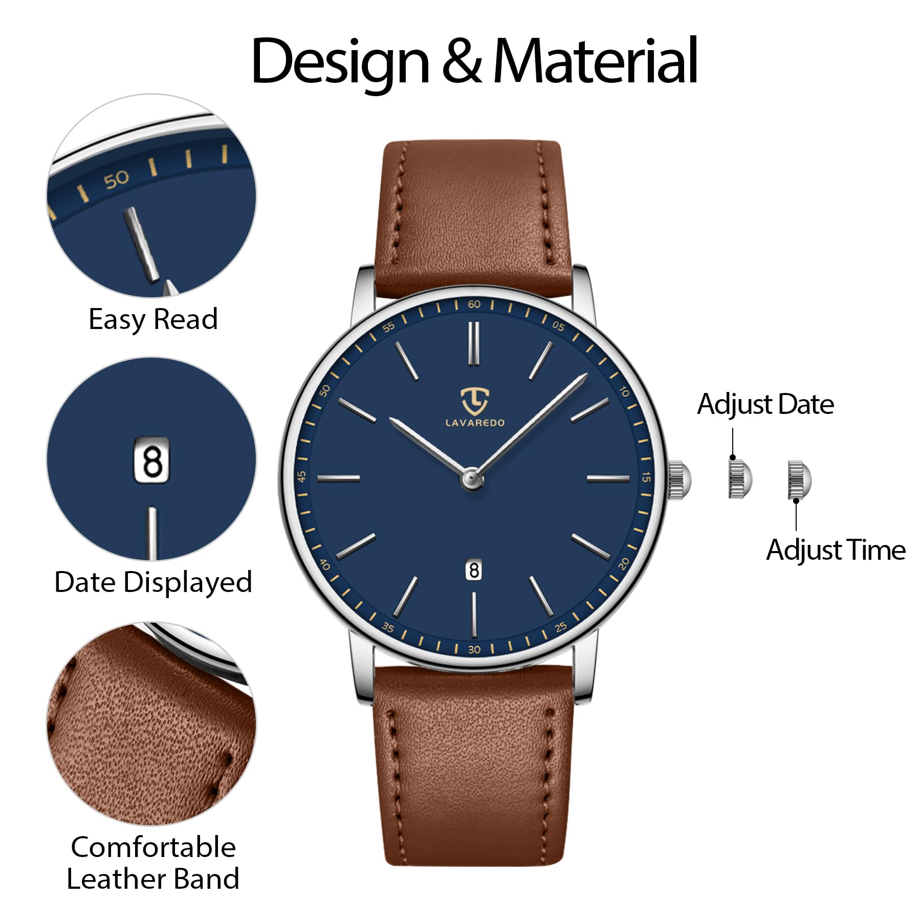 BEN NEVIS Watch, Mens Watch, Minimalist Fashion Simple Wrist Watch Analog Date with Leather Strap
