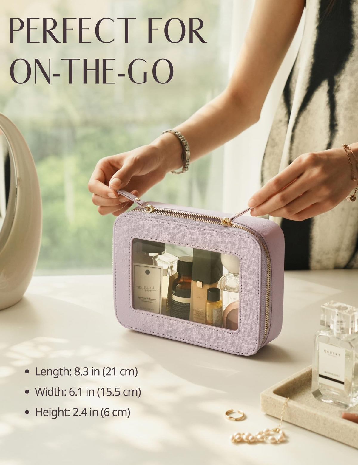 Clear Makeup Bag with Zipper Women Travel Toilrty Bag Purple - Popvibe Official Imagery - 4