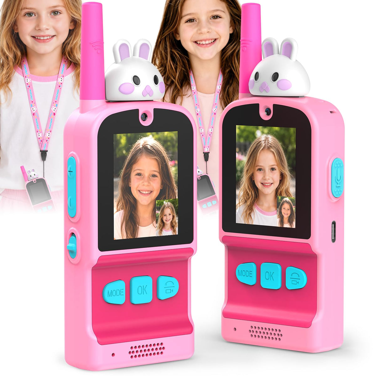 Video Walkie Talkies for Kids 2 Pack Gift for Ages 3 12 Girl - MarsBus Official Imagery - 1