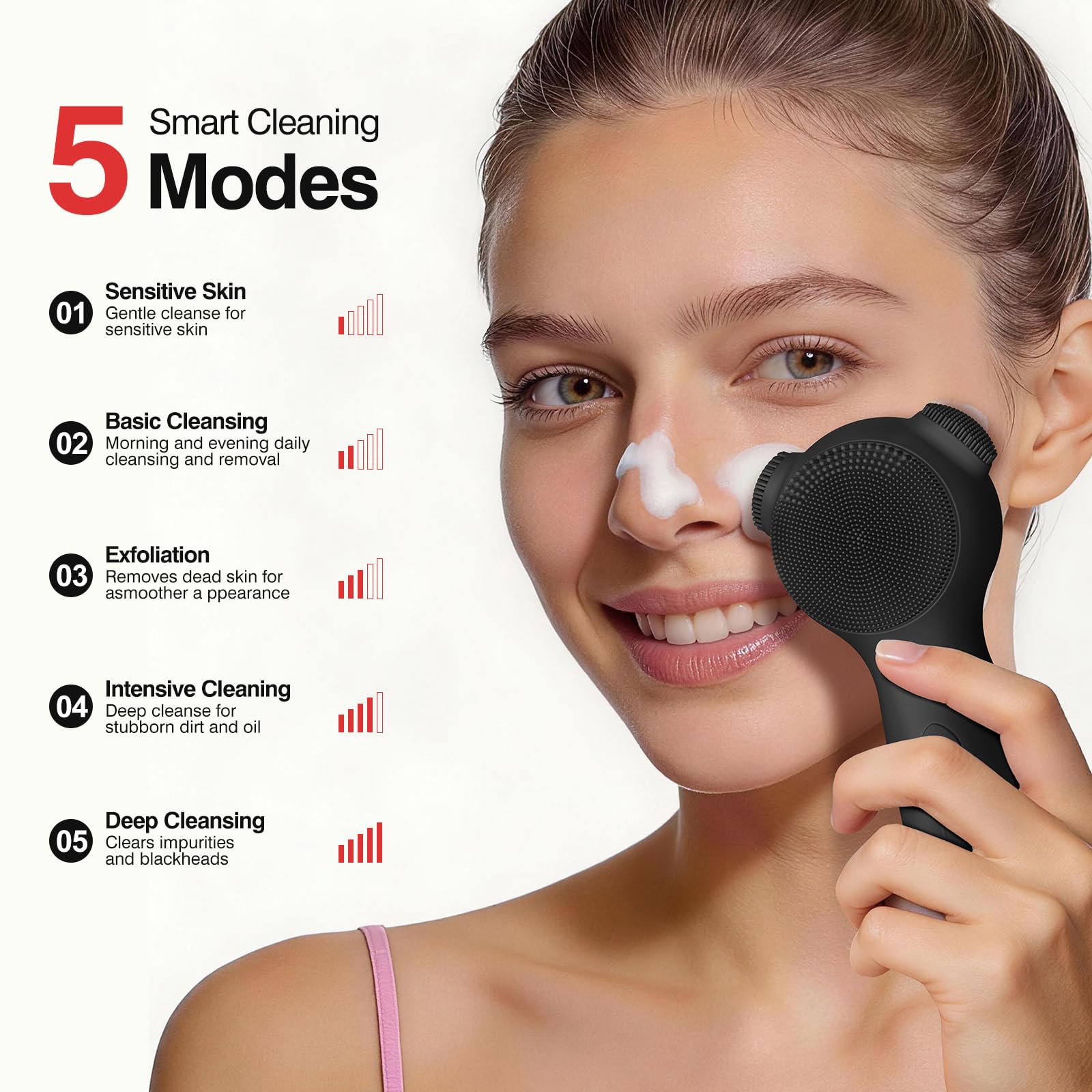 Electric Face Scrubber Exfoliator Rechargeable Silicone - Gailac Official Imagery - 4