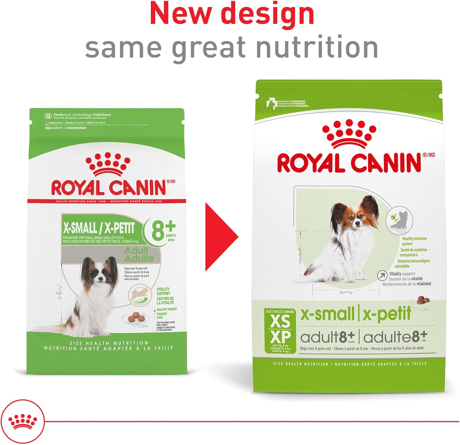 Elefair Royal Canin X-Small Senior Dry Dog Food 2.5 lb bag, small breed nutrition for dogs 8+ with tailored health support.
