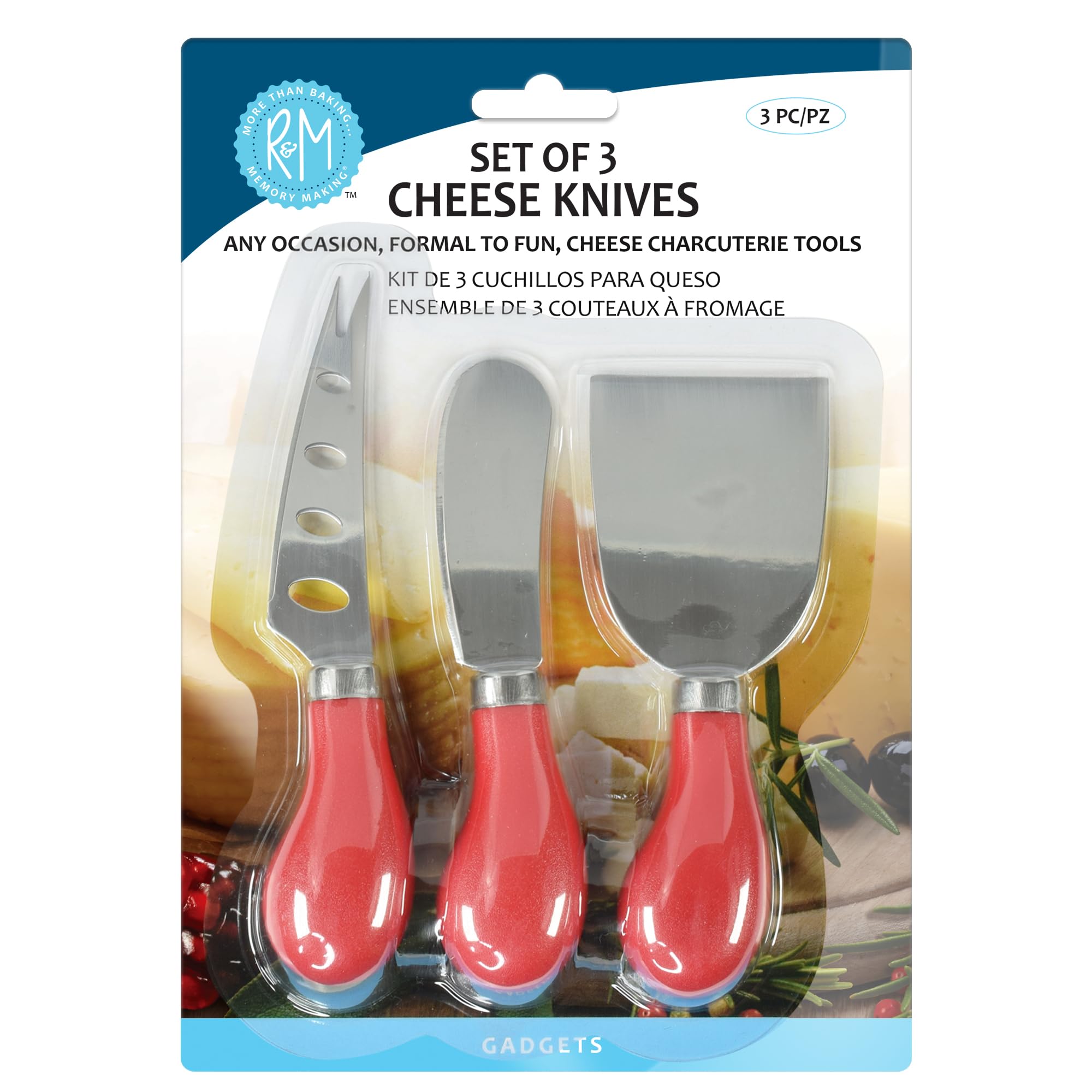 R&M Set of 3 Cheese Knives for Every Cheese Lover. Mini Stainless Stee - View 1