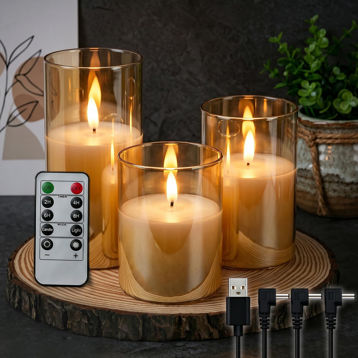 GenSwin Glass Rechargeable Flameless Candles Remote Battery - GenSwin Official Imagery - 2