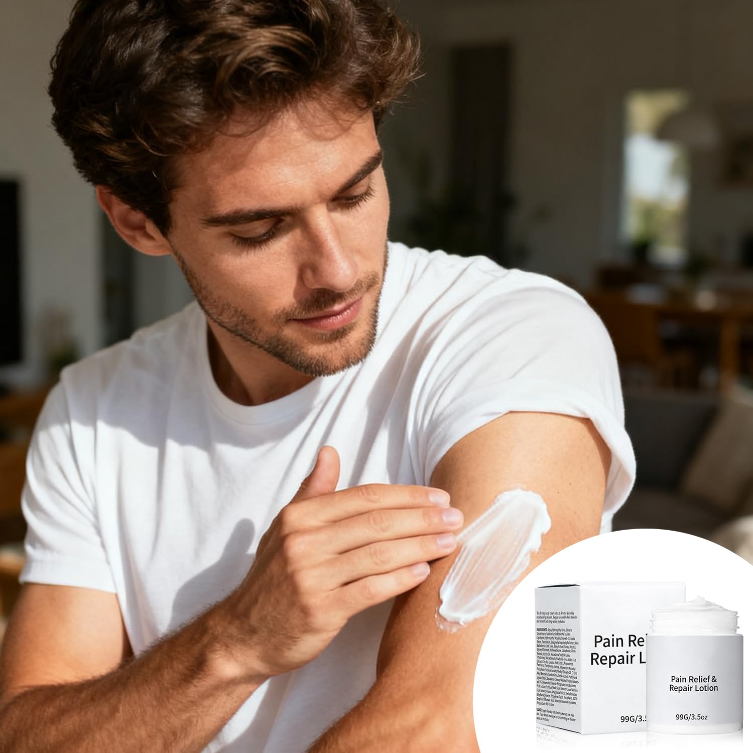 SereniMist Mira Relief Lotion magnesium and arnica cream in a skincare moisturizer jar, ideal for soothing and hydrating skin.