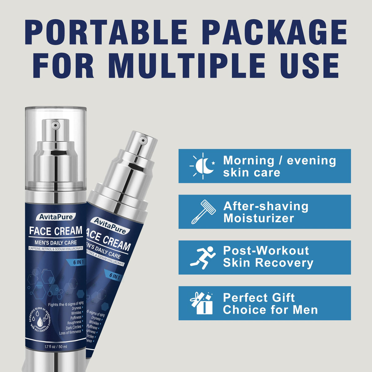 6 in 1 Face Cream for Men Daily Hydrating Moisturizer for - AVITAPURE Official Imagery - 7