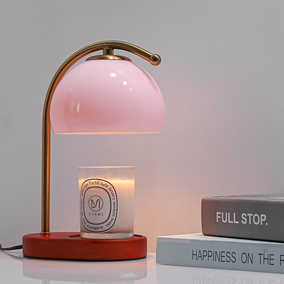 FCTWAKS Mid Century Pink Glass Candle Warmer Lamp with Timer - FCTWAKS Official Imagery - 1