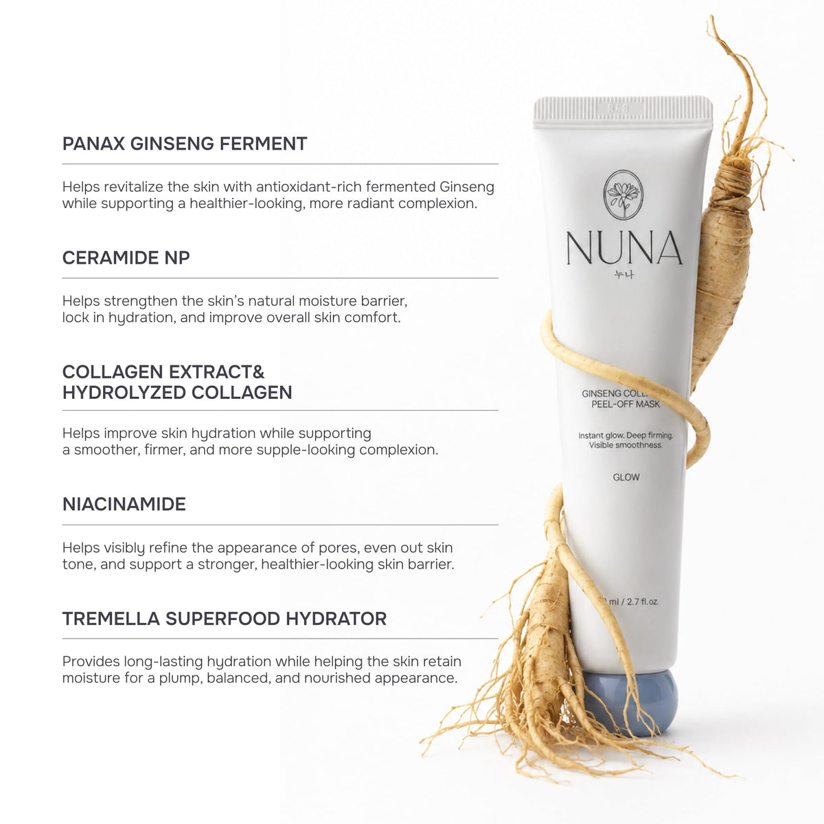 NUNA Ginseng Collagen Peel Off Mask with Panax Ginseng Root - NUNA Official Imagery - 4